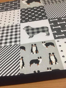 Australian Shepherd Memory Foam Crate Mat - Black Tri