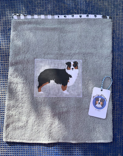 Australian Shepherd Butt Towel - Black Tri - Plain Towel