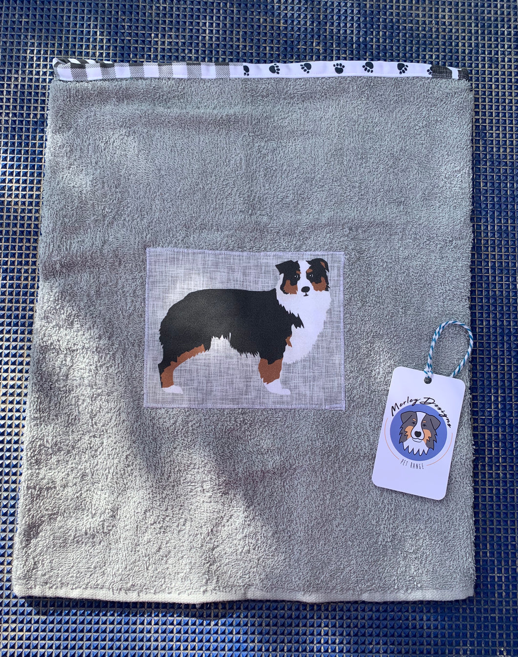 Australian Shepherd Butt Towel - Black Tri - Plain Towel