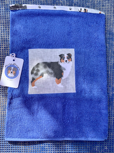 Australian Shepherd Butt Towel - Blue Merle - Plain Towel